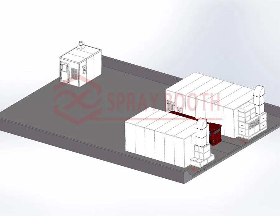 Automobile Garage Paint Booth Mixing Room 3D Drawing 3